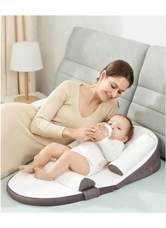 Buy Infant Travel Bed, Baby Sleeping Nest, Baby Nursing Crib Wedge Sleep Pillow,Anti Reflux Pillow(Brown) in UAE