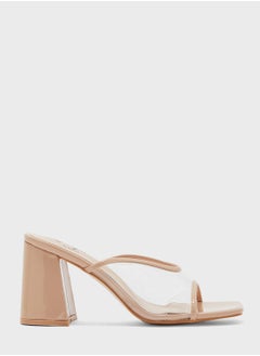 Buy Metallic Trim Clear Strap Mule Sandal in Saudi Arabia