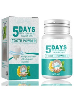 اشتري 5 Days Teeth Whitening Powder, Tooth Whitening Effective Remover Stains From Coffee And Smoking, Organic Vegan Fluoride Free Remineralizing Tooth Cleaning Powder 50G في الامارات