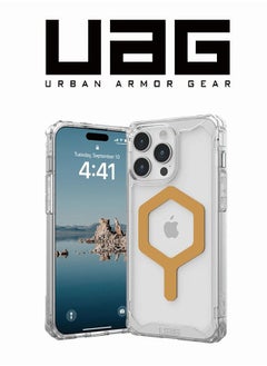 اشتري Case Compatible with iPhone 14 Pro Max Case Plyo Ice/Gold Built-in Magnet Compatible with MagSafe Charging Rugged Anti-Yellowing Transparent Clear Protective Cover في الامارات