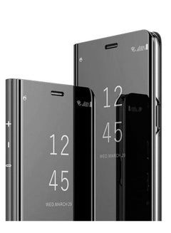 Buy Samsung Galaxy S10 Plus Clear View Window Stand Mirror Case Shockproof Full 360 Body Protective Flip Phone Cover - Black in UAE
