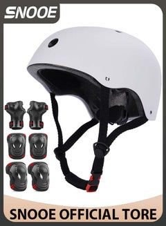 Buy 7 Pcs Multi-Sport Protective Gear Set with Adjustable Helmet Knee and Elbow Pads Wrist Guards fit for Multi Sports Scooter, Skateboarding, Biking, Roller Skating in Saudi Arabia
