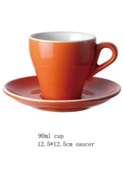 Buy Glazed Coffee Cup And Saucer Set Orange 12.5x12.5x10.5cm in Saudi Arabia