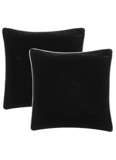 Buy Black Velvet Cushion Cover Luxurious Throw Pillow Case for Home Sofa Livingroom (16 x 16 Inches) 2 Piece in UAE