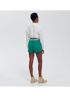 Buy Dyed denim belted shorts in Egypt