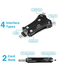 Buy SD Card Reader/TF Card Reader 4 in 1 Memory Card Reader Adapter Trail Camera Card Reader with Type-C Connector USB2.0 USB OTG Interface for iPhone/iPad/Android/MacBook/PC Laptop in UAE