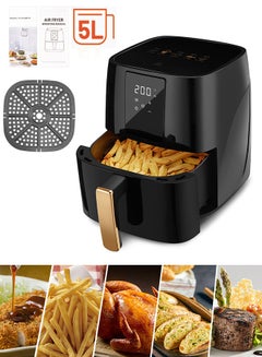 Buy Air Fryer 5L, Smart Air Fryer 1500W Powerful Electric Air Fryers 360° Hot Air Convection Technology, 5 Preset Modes Scree Display Temperature Time Controller Auto Shut off in Saudi Arabia