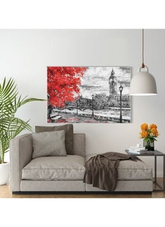 Buy Canvas Wall Art, Abstract Framed Portrait of Big ben and red tree. England. Bridge and river in Egypt