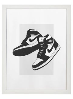 Buy Nike Air Jordan 1 Black and White Sneaker Poster with Frame 50x40cm in UAE