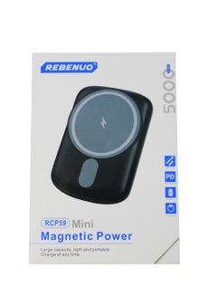 اشتري Magnetic Battery (MagGo), 5000mAh Foldable Magnetic Wireless Portable Charger and USB-C iPhone 14 Pro Max/14/13 Series Black في الامارات