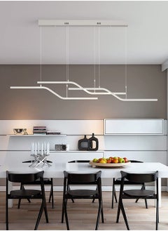 Buy Modern Pendant Light, Dimmable LED Hanging Pendant Light with Remote, Z-Shaped Modern Wave LED Chandelier Kitchen Island Light Fixtures for Dining Living Room Hallway (45W White 52'') in UAE