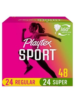 Buy Playtex Sport Tampons, Multipack, Regular and Super Absorbency, Unscented, 48 Count, White in Saudi Arabia