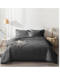 Buy Classy Comforter Set King size Tufted Leaf Pattern  Light Weight Textured Whole Piece Fitted Bedding Set, Comforter,Tufted Pillowcase DARK GREY in UAE