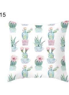 Buy Cactus Printed Cushion Cover White/Green/Pink in UAE