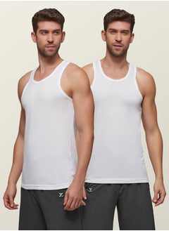 Buy Pack of 2 - Solid Cotton Vest in Saudi Arabia