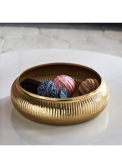 اشتري Aristo Ribbed Metal Decorative Bowl 30 x 8.5 x 30 cm في الامارات