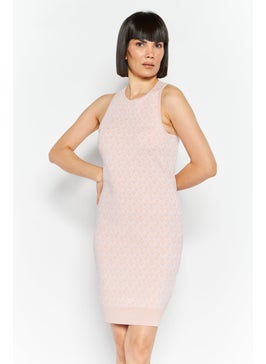 Buy Women Textured Mini Dress, Pink in UAE