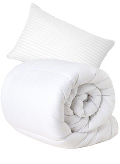 Buy Single Duvet Insert Plain White 160X220Cm With 1 Piece Pillow in UAE