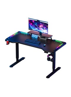 Buy Electric Height Adjustable Gaming Desk - Perfect Gift for Gamers! Carbon Fiber Surface, Headphone Hook, Cup Holder and Ambient Light（71-118cm） in Saudi Arabia