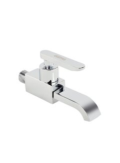 Buy Geepas Wall Mounted Tap- GSW61143, Single Hole Wall Mounted Tap for Bathroom and Lavatory, High-Quality Brass Material in Chrome Color, Durable Quarter Turn Ceramic Cartridge, Leak-Proof, Solid Lever in UAE