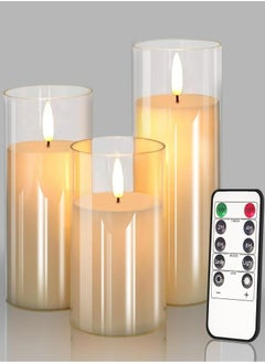 اشتري كهرمان الزجاج شموع بلا لهب LED Electronic Candle with three Number 7 Batteries الضوء محاكاة الزجاج المصقول باللهب اقتراح حفلة زفاف شمعة في الامارات