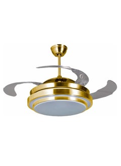 Buy LED Ceiling Fan with Light adjustable 3 color change with remote control gold color in UAE