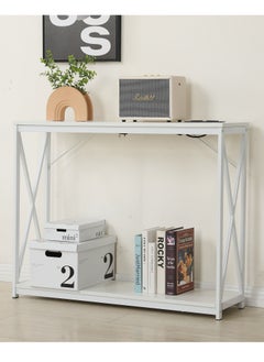 Buy Console Table with Power Outlet Sofa Table White 100x30x78.5 cm in Saudi Arabia