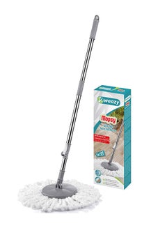 Buy 3 In 1 Mopsy Round Mop Set Grey/White 100% Microfiber (Made in Turkey) in Saudi Arabia