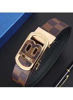 Buy Full Card Slot Plaid Mens Fashion Light Luxury Letter Buckle Belt in UAE