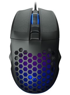 Buy MS107 Wired RGB LED Illuminated 103g Weight Anti-Sweat Material Perforated Design Optical Sensor 3200DPI 7-Button Gaming Mouse Black in Egypt