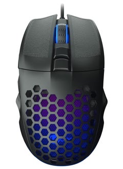 Buy MS107 Wired RGB LED Illuminated 103g Weight Anti-Sweat Material Perforated Design Optical Sensor 3200DPI 7-Button Gaming Mouse Black in Egypt