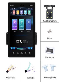 Buy Podofo 1 Din 9.5 Inch Vertical Touch Screen Car MP5 Player Carplay Android Auto Mirror Link DVR Rear View SWC Bluetooth FM TF/USB in Saudi Arabia