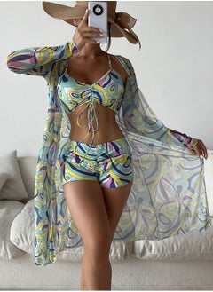 Buy Fashionable Women's Bikini Swimsuit Three Piece Set in UAE