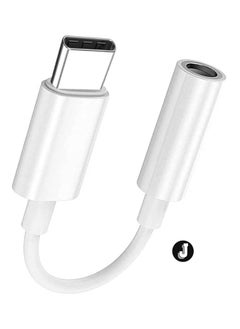 Buy "Type C to 3.5mm Headphone Jack Adapter – White, High-Quality Audio Conversion" in UAE