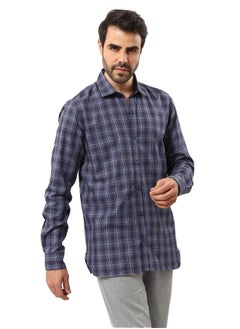 Buy Navy Blue & Steel Blue Regular Fit Classic Shirt - Petroleum in Egypt