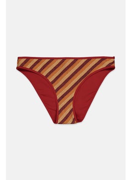 Buy Women 1 Pc Striped Bikini Bottom, Brown Combo in Saudi Arabia