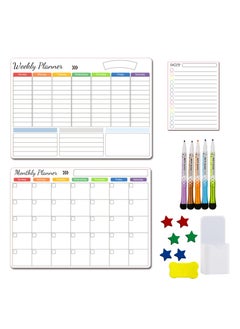 Buy Magnetic Dry Erase Refrigerator Calendar with Markers 16" X 12" Monthly Weekly Fridge Calendar and Today List, Fridge Whiteboard with Back Magnet White in Saudi Arabia