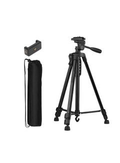 Buy Padom 3366 Aluminum Tripod (55-Inch), Universal Lightweight Tripod with Mobile Phone Holder Mount & Carry Bag for All Smart Phones, Gopro, Cameras in UAE
