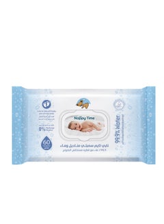Buy Nappy Time Baby Wipes 99.9% pure water with Chamomile extract; fragrance, alcohol, and paraben free baby wipes, safe for newborn skin, 60 Wipes in UAE