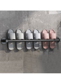 Buy 70cm Slipper Rack, Wall Mounted Self-Adhesive Door Floor Shoe Storage Hanging Rack for Bathroom Kitchen (Black) in UAE