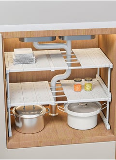 اشتري 2 Pcs Adjustable Closet Shelf Rails Stackable Pantry Cabinet Organizer Divider Shoe Rack في السعودية