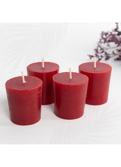 اشتري Hue Black Cherry Votive Candle, Red - Set of 4 في الامارات