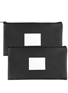 Buy 2 Pack Money Bags With Zipper, 11.2 x 6.1 inch Bank Bags Money Pouch for Cash, Security Bank Deposit Bag Utility Coin Bag, Leatherette, Cash Bag, Utility Pouch, Check Wallet, Cosmetics (Black) in UAE