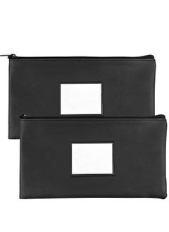 اشتري 2 Pack Money Bags With Zipper, 11.2 x 6.1 inch Bank Bags Money Pouch for Cash, Security Bank Deposit Bag Utility Coin Bag, Leatherette, Cash Bag, Utility Pouch, Check Wallet, Cosmetics (Black) في الامارات