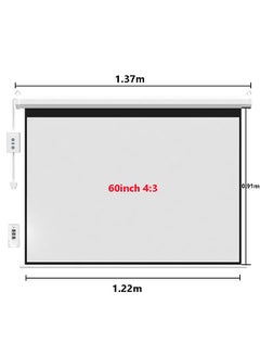 Buy 60 Inch 4:3 Wall Mount Electric Projector Screen Motorized Projection Curtain with Remote Control For Business/School/Office/Meeting in UAE