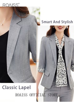 Buy Women's White Suits with Scarf Long Sleeve Blazer Office Women's Wear Thin Casual Design Women's Blazers Lapel Long Sleeve Button Casual Business Jacket in Saudi Arabia