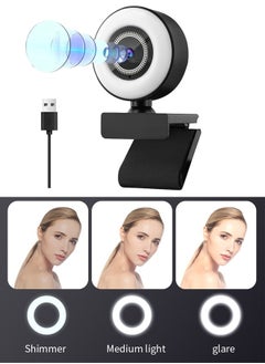 اشتري 1080P Webcam with Adjustable Light, Web Camera with 90° View, Plug & Play USB Webcam for Streaming, Calls, with Built-in Microphone, for Laptop, Conferencing, PC Desktop في الامارات