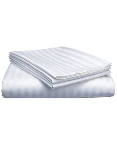 اشتري Cotton Double Striped Fitted Elastic Pack of 3 Bedsheet 150x200+20cm في الامارات