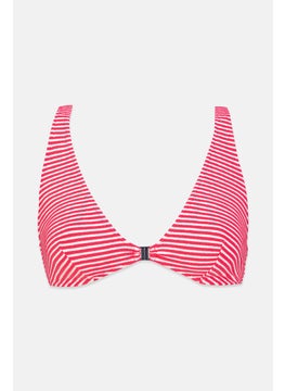 اشتري Women Halter Stripe Non Padded Bikini Top, Rose Shocking في السعودية