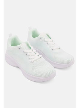 Buy Women Lace Up Running Shoes, White/Mint in Saudi Arabia